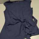 MEROKEETY Tops for Women Dressy Casual 2026 Summer Tie Front Boat Neck Cap Sleeve Business Work Blouses Shirts, Navy, Medium