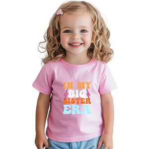 Big Sister Gifts for Girls Shirts Promoted to Big Sister Announcement Shirt Toddler Short Sleeve T-Shirt. 3-4T