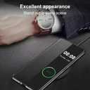 for Samsung Galaxy A35 Case Flip Leather Cover Clear S-View, for Samsung A35 Phone Case Smart Window Hard Flip Shockproof Protective Cover for Samsung 5G A35 Case Clear View (Black)