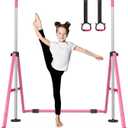 Foldable Gymnastics Bar, 5-Height Adjustable Gymnastic Bars for Kids at Home,Robust & Stable for Indoor/Outdoor Using,Weight Limit 140LBS