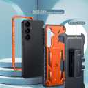FNTCASE for Samsung Galaxy S24 Case: Military Shockproof Protective Phone Cover with Belt-Clip Holster & Kickstand, Full-Body Drop Proof Protection Heavy Duty Durable Rugged Cases for S24 5G Orange