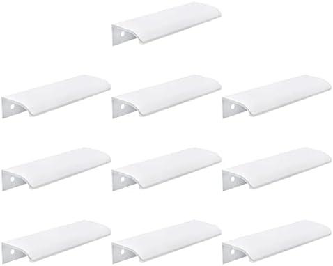 LC LICTOP Curved Edge Pull Handles, 4.72 Inch Edge Finger Tab Handle for Caibnets Drawer Closet Door Wardrobe Cupboard, 3.78 Inch Hole Spacing, 10 Pcs White Edge Pulls