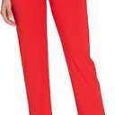Oalka Women's Dress Pants Straight Leg Yoga Work Stretchy Pant for Office Business (Small, Red)