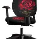 Talayituse Red Rose Print Office Chair Cover Stretchable Computer Chair Seat Cover Backrest Slipcovers, Stretchable Rotating Desk Chair Seat Cushion Protectors
