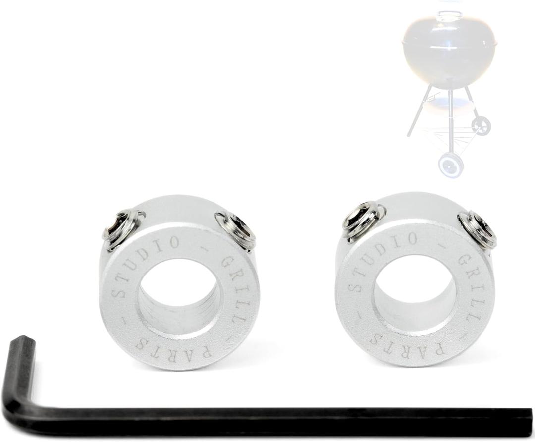 Weber Kettle Grill Wheel Cap Replacement Set - Rust Resistant, Fast Install, Secure Fit, Bold Colors, Premier Upgrade (Silver), 0.375-inch bore