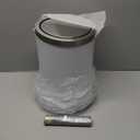 Mbillion Small Trash Can with Swing Lid 2.4 Gallons/9 Liter, Mini Trash Can with lid, Stainless Steel Cylindrical Garbage Can for Home and Office Bathroom Bedroom, for Ground and Desktop White