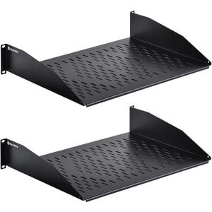 RackPath 2U Cantilever Universal Rack Shelf - 14in Deep  Rackmount Shelf for 19 AV/Network Equipment Racks  55lbs Capacity - 2 Pack