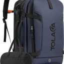 Tolaccea Travel Laptop Backpack, TSA Friendly Flight Approved Carry-on Business Rucksack Work Backpack with Extra Toiletry Bag, Dual Storage for 17.3" Laptop and 12.9" Tablet, 40-45L Expandable (Navy Blue)