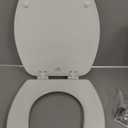 CHURCH Toilet Seat, Easy Clean Hinges Release for Deep Cleans, Durable Enameled Wood Seat, Elongated, White