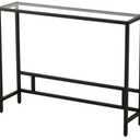 MAJARO Small Modern Console Table for Entryway, Tempered Glass with Metal Frame Sofa Table for Living Room, Hallway, Office (Single-Layer, Black)