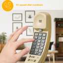 AT&T TRIMLINE 210 Corded Home Phone, No AC Power Required, Improved Easy-Wall-Mount, Lighted Big Button Keypad, 13 SpeedDial Keys, Last Number Redial, Mute, Flash, Volume Control, Beige
