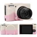 RAIALL Silicone Case for Canon PowerShot SX740/ SX730 Digital Camera, SX740 HS Soft Protective Silicone Sleeve Holder, Travel Lightweight Rubber Cover with Removable Lens Cover, Mist White Pink
