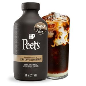 Peet's Coffee, Ultra Coffee Concentrate, Instant Hot, Cold Brew, or Iced Coffee - Espresso Forte, 8 Fluid Ounce Bottle (16 Servings)