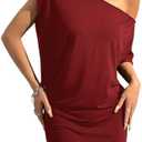 SOLY HUX Women's Off The Shoulder Mini Dress Going Out Asymmetrical Neck Short Sleeve Casual Bodycon T Shirt Dresses Medium