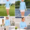 Frevontica Women's Quarter Zip Pullover Lightweight Golf Shirt Long Sleeve (Blue, M)