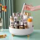 funest Makeup Perfume Organizer, 360 Degree Rotating Lazy Susan Cosmetic Desk Storage Lotions Display Case Round Tray with Large Capacity, for your Jewelry (white)