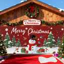Garage Door Christmas Cover 6.5x16FT  Large Polyester Christmas Garage Door Banner with 10 Brass Grommets, 19.69FT Ribbon & Double-Stitched Edges | Snowman Outdoor Garage Decorations for Holiday Yard, Porch, Fence