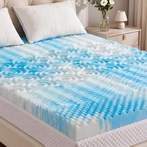 2 Inch 5-Zone Cooling Gel Memory Foam Mattress Topper Full, Blue