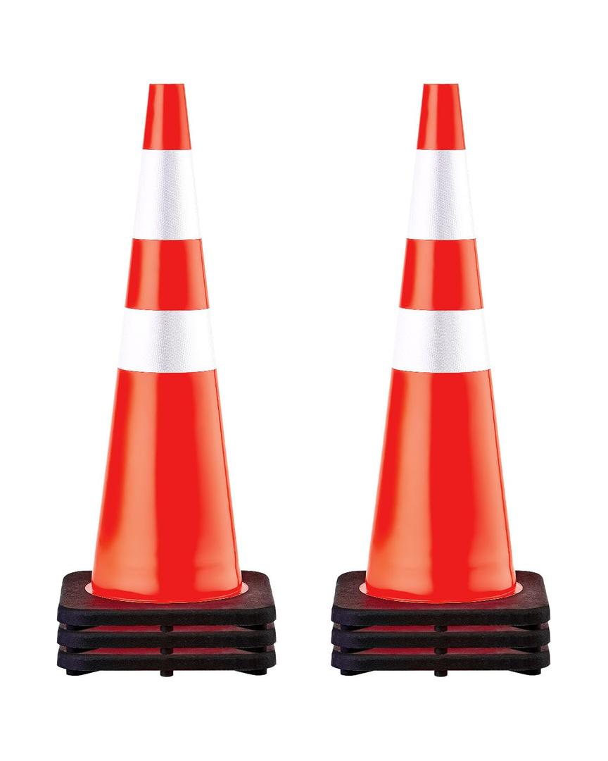 VEVOR Safety Cones, 6 Pack 36" Traffic Cones, PVC Orange Construction Cones with Reflective Collars and Black Weighted Base, for Traffic Control, Driveway Road Parking and School Improvement