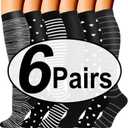 Double Couple 6 Pairs Compression Socks for Men Women 20-30mmhg Knee High Support for Sports Circulation (S/M)