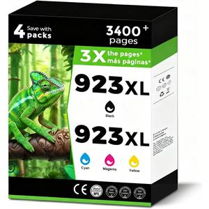 923XL (923e) Ink Cartridges Fit for HP OfficeJet Pro 8130e 8135e 8125e Printers Replacement for 923 e XL for HP923 8122e 8130 8132e 8134e 8138e 8139e 8124 8124e 8125e Black Cyan Magenta Yellow 4 Pack
