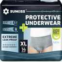 SUNKISS Incontinence Underwear for Men,Daytime Disposable Adult Pull Ups,Mens Protective Briefs with Maximum Absorbency, XLarge, Grey, 14 Count