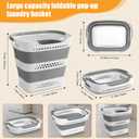 2 Pcs 42L Collapsible Laundry Baskets- Foldable Laundry Basket with Handles, Sturdy Plastic Pop Up Laundry Hamper, Space Saving Storage Container for Wet/Dry Use, Ideal for Home, Dorm, Apartment Grey