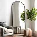 NicBex Arched Full Length Mirror, 64"x24" Aluminum Alloy Frame Full Body Mirror with Stand, Black - Free Standing, Leaning Against Wall or Wall-Mounted, for Bedroom Living Room Dressing Room