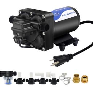 RV Fresh Water Pump 110V Water High Pressure Increase Booster Pump for Home Irrigation 5.5GPM 75PSI Marine Boat Washdown Pump Diaphragm on Demand Water Pump for Yard Garden Camp Yacht