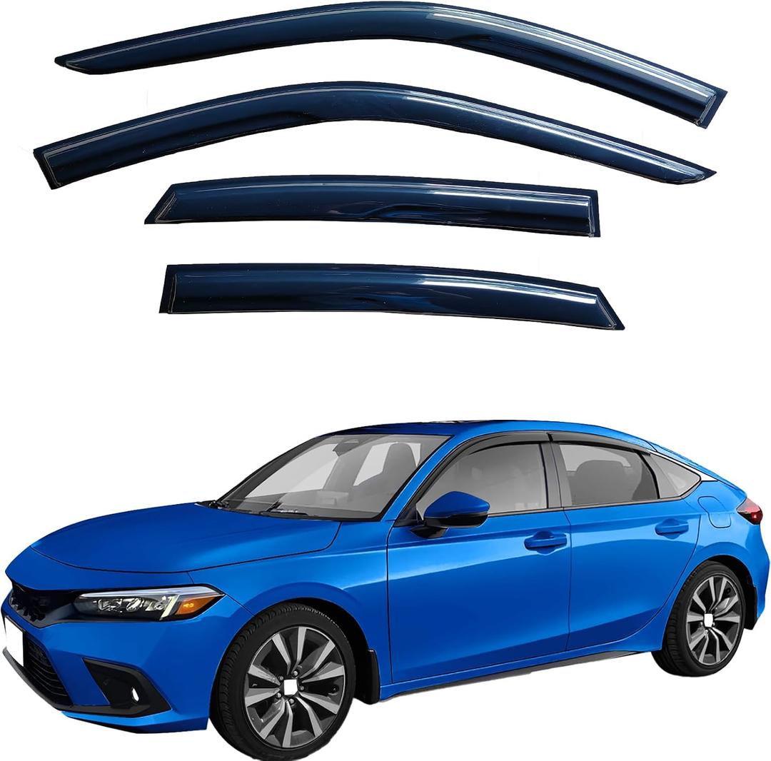 Window Visors Rain Guards for Honda Civic Hatchback 2022-2025 | Black Window Deflectors Vent Visors | Anti-UV & Noise Reduction | Fits 22-25 Civic Hatchback | Truck Accessories-4pcs