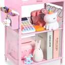 Pink Small Nightstand, Kids Nightstand for Bedroom, End Table with Hooks and Holder, Toddler Bedside Table for Girls, Desk Organizer for Office, Dorm (Pink)