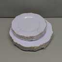 WDF 60pcs Gold Plastic Plates -Baroque White &Gold Disposable Plates for Upscale Parties &Wedding-including 30 Plastic Dinner Plates 10.25inch, 30Salad Plates 7.5inch