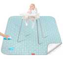 Splat Mat for Under High Chair Mat, 42x46 Inch, Mealtime Baby Splat Mat for Art/Crafts/Playtime, Waterproof Splash Mat, Machine Washable Portable Picnic Floor Mat Baby Feeding Table Cloth (Flower)