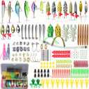 Fishing Lure Fishing Lures kit Lure Set for Bass Trout Salmon Freshwater Fish Tackle Box Shrimp Worm Bait Spoon Grasshopper Crankbait Jigs Hooks Fishing Gear and Equipment (Black-399pcs)