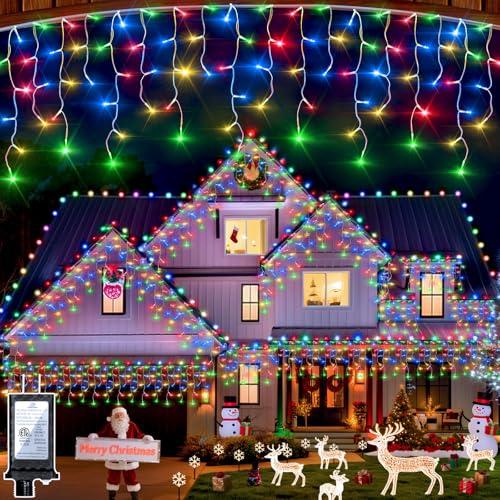 1332 LED 132ft Christmas String Lights Outdoor, 12 Modes Dimmable Curtain Lights with 296 Drops, Waterproof Fairy Lights with Timer for Bedroom Window Holiday Wedding Home Xmas Decor, Multicolor