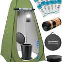 Adjustable Portable Toilet with Privacy Tent for Camping, Car Travel, Hiking, Includes 12 Waste Bags & 12 Urine Solidifiers, Camping Lantern, Large