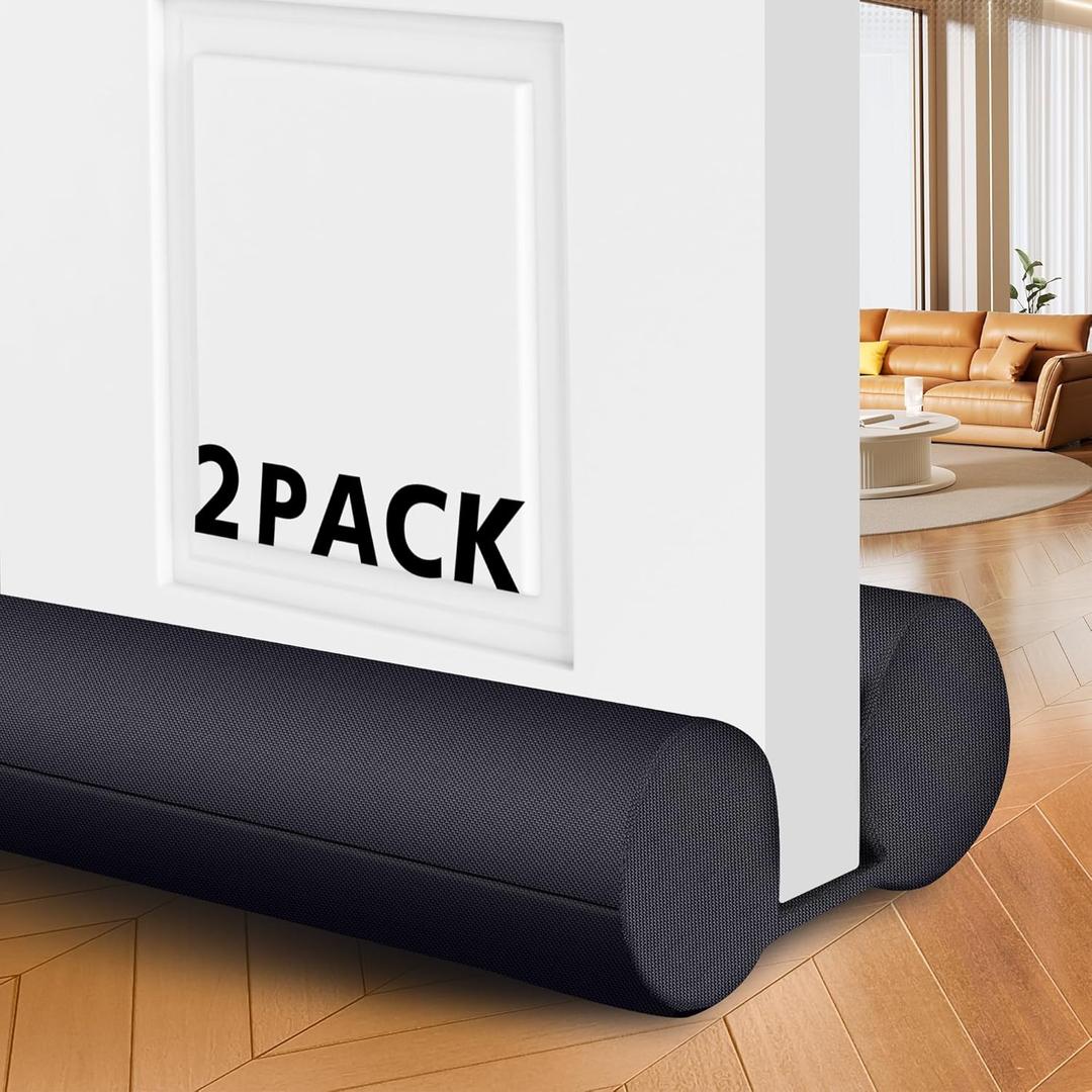 (2 Pack) Under Door Draft Stopper, Draft Stopper for Bottom of Door, Adjustable 3036 Inch Door Draft Blocker, Under Door Gap Filler, Easy Install Door Seal, Helps Reduce Drafts, Noise and Heat Loss