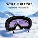 Ski Goggles for Men Women Adult & Youth, OTG Snowboard Goggles Anti Fog, Snow Goggles UV Protection Wide Vision