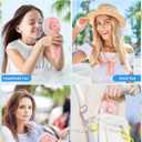 JZCreater Mini Handheld Fan, Portable Rechargeable Fans, Quiet 4 Speed, 2in1 Battery Operated USB Desk Fan, Small Folding Stand Electric Fan for Travel Outdoor Home Office Makeup, Gift for Women (Pink 2Pack)