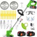 Weed Wacker Electric - Rechargeable weedwacker/Edger Lawn Tool/Cordless Weed Wacker/Weed Trimmer.It Comes with 2 Batteries and Four Types of Blades.It is a Yard Maintenance Must Haves
