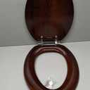 Angel Shield Durable Wood Veneer Natural Toilet Seat Metal Hinged Easy Clean Anti-scratch American Standard(Elongated,Dark Walnut)