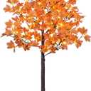 LIGHTSHARE 6FT 120LED Artificial Lighted Maple Tree Warm White Fall Decorations Indoor Ourdoor, Orange