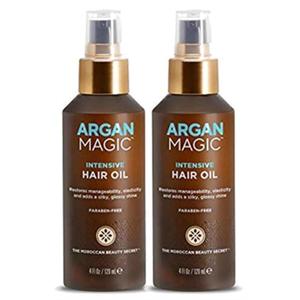 Argan Magic Intensive Hair Oil | Restores Manageability and Elasticity - Adds Shine and Gloss | Controls Frizz | Made in USA, Paraben Free, Cruelty Free (4 oz / 2 Pack)