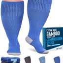 Doctor's Select 3 Pairs Compression Socks Wide Calf | Bamboo Viscose Knee High Socks for Circulation Support | Nurses, Travel, Running | Blue, Teal, Dark Gray, XXL