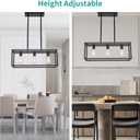 Farmhouse Rectangle Chandeliers for Dining Rooms, Modern Linear Hanging Light Fixture Matte Black 3-Light Industrial Pendant Lighting for Kitchen Island