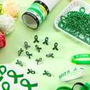 66 Pcs Mental Health Awareness Gifts Bulk Green Ribbon Awareness Bracelet Wristbands Bead Necklaces Stickers Organza Bags Set for Mental Health Month Favors Charity Event Party Supplies