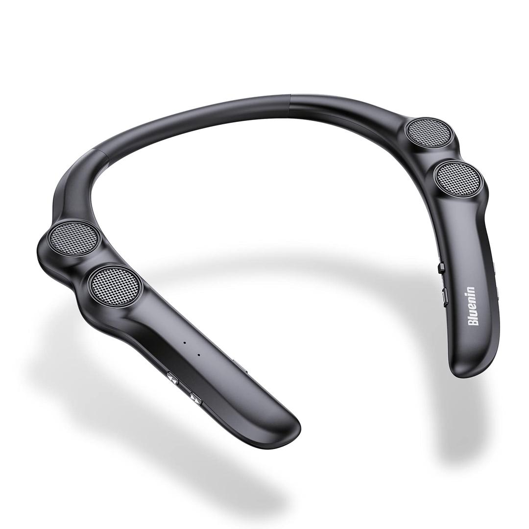 Gardway Neckband Bluetooth Speaker, Wireless Wearable Speaker w/lightest 78g Weight, High Fidelity 3D Stereo Sound, 12 Hrs Playtime, Portable Speakers w/Built-in Mic for Home, Office and Outdoors