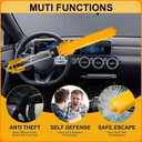 Steering Wheel Lock Anti-Theft Device Adjustable Length Clamp Double Hook Locks, Security Steering Wheel Lock with 2 Keys for Cars, Suvs, Vans and Trucks (Yellow)