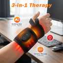 Cordless 3-in-1 Red Light Therapy Wrist Wrap with 3 Heat Settings & 3 Massage Modes - Auto Shut-Off Safety, Soft Breathable Support for Muscle Soreness & Stiffness Relief at Home & Office (Black)