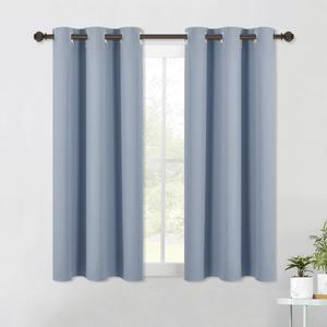 NICETOWN Blackout Window Curtains 60 inch Length 2 Panels, 34 x 60 Inch, Vintage Blue, Grommet Top Room Darkening Thermal Insulated Solid Vertical Drapes for Bedroom/Kid Room